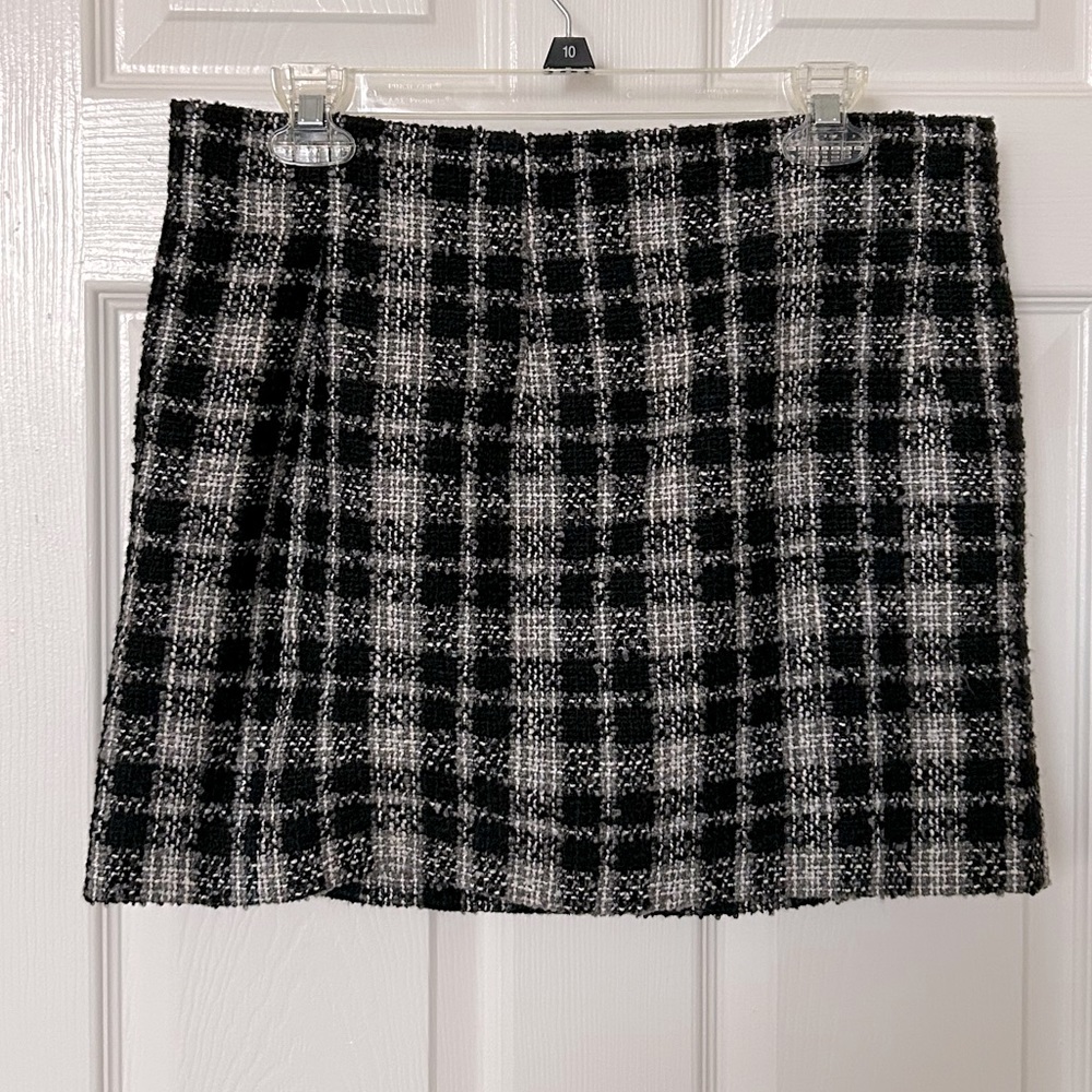 ZARA: Wool Blend Mini Skirt, Size: L, Color: Black/White